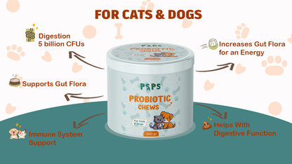 Probiotics for Dogs&Cats-Supports Gut Flora 120 Soft Chews